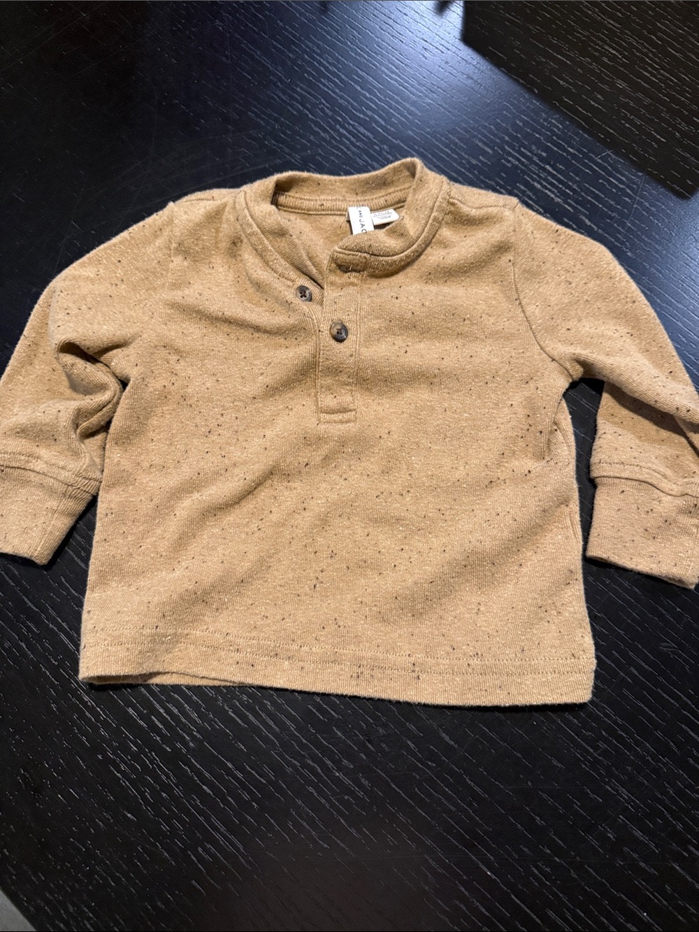 Janie and Jack Camel Flecked Long-Sleeve Henley